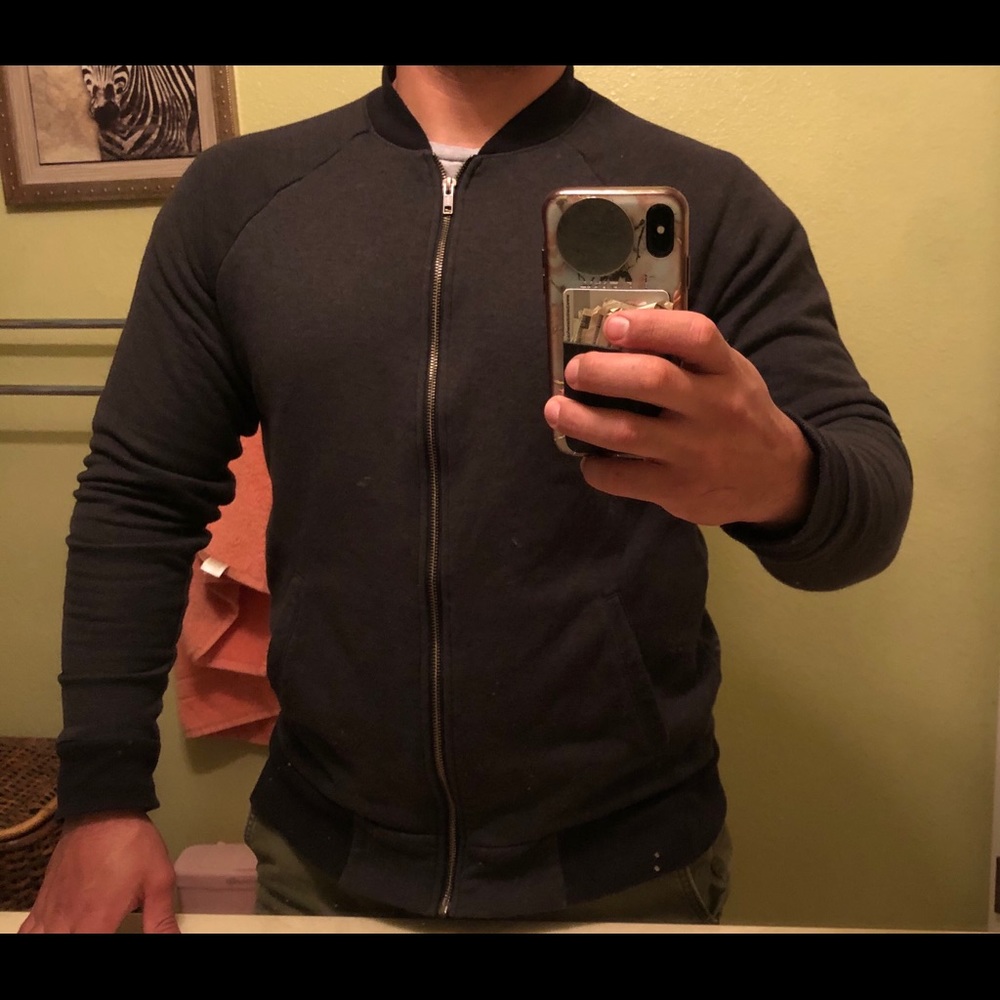 Zip up letterman’s sweater